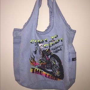 Lauren Moshi jean biker shoulder bag